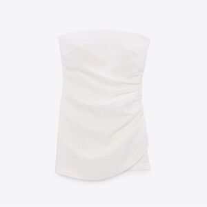 Draped short jumpsuit Zara White Strapless Jumpsuit with Side Slit